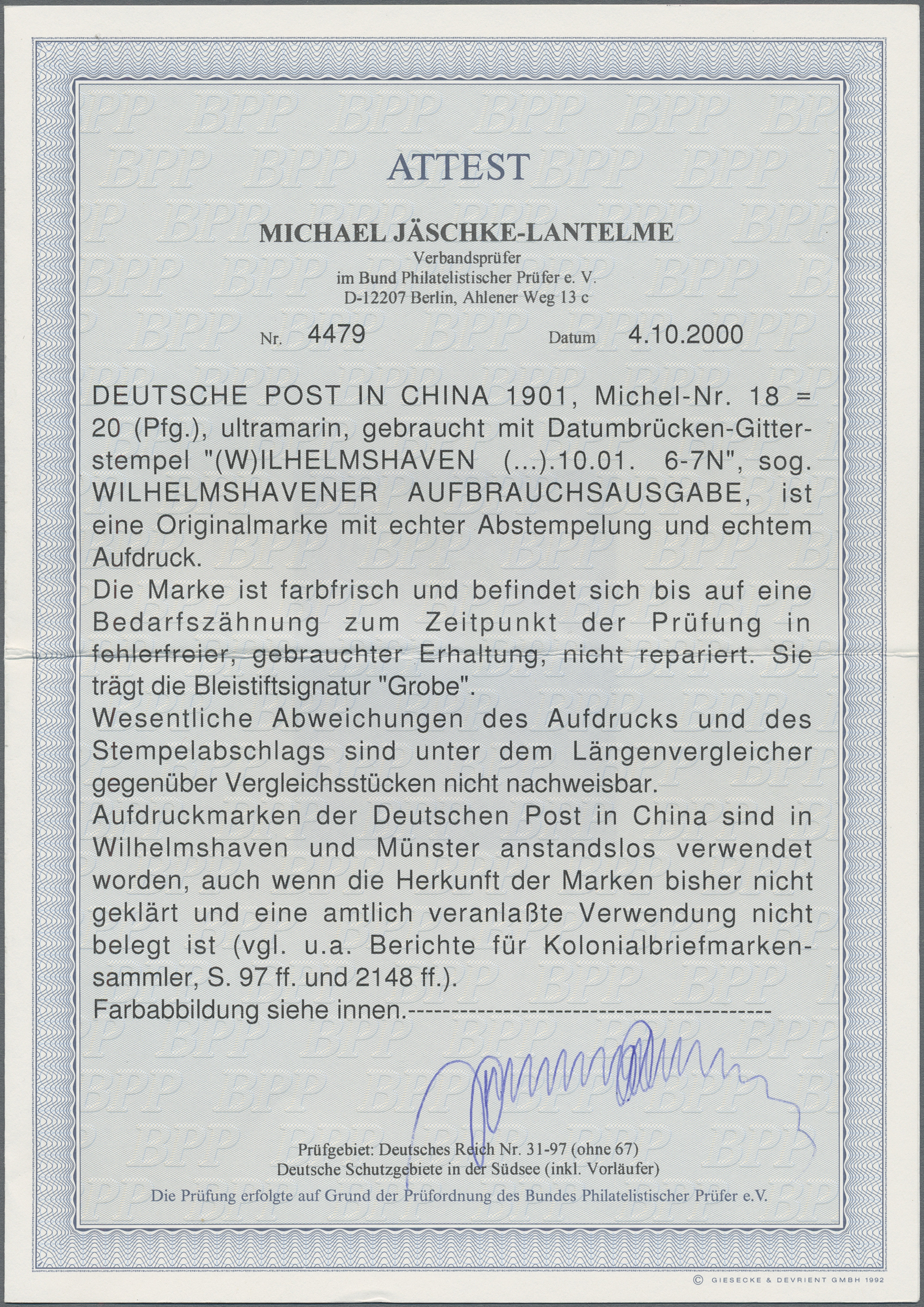 Lot 1220 - deutsche post in china  -   Auction #211