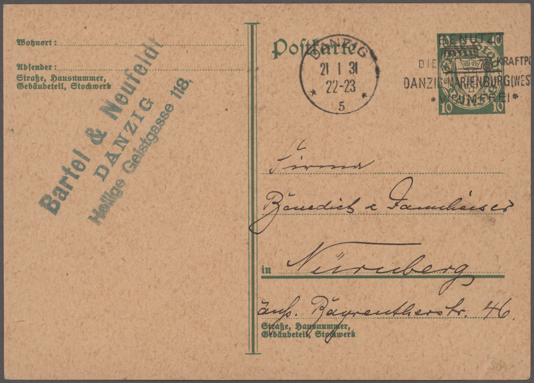 Lot 14560 - Danzig - Ganzsachen - Auktionshaus Christoph Gärtner GmbH & Co. KG 58th AUCTION - Day 5 Lot 14560 - Danzig - Ganzsachen - Auktionshaus Christoph Gärtner GmbH & Co. KG 58th AUCTION - Day 5