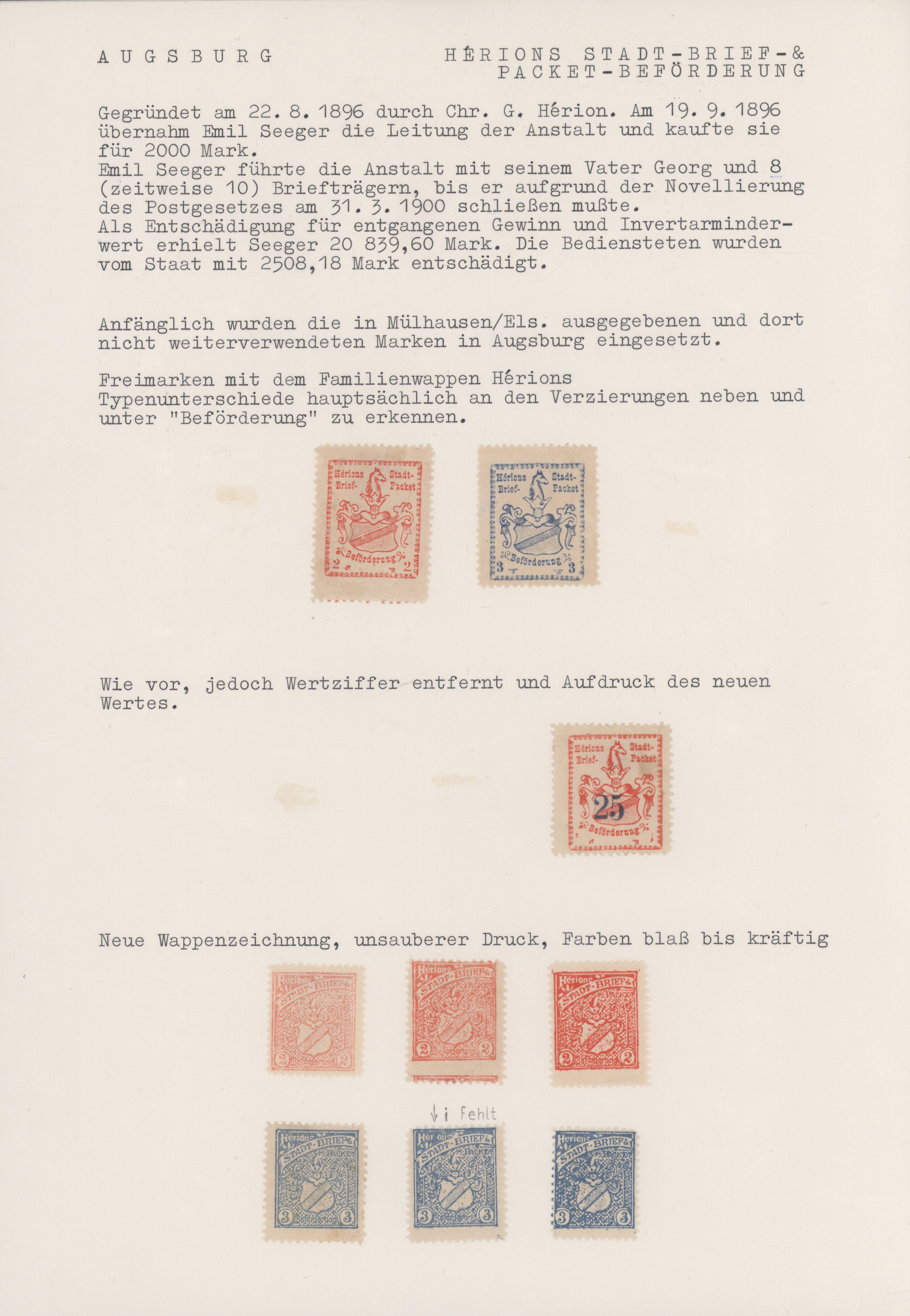 Lot 10821 - Deutsches Reich - Privatpost (Stadtpost)  -  Auktionshaus Christoph Gärtner GmbH & Co. KG 57th AUCTION - Day 5