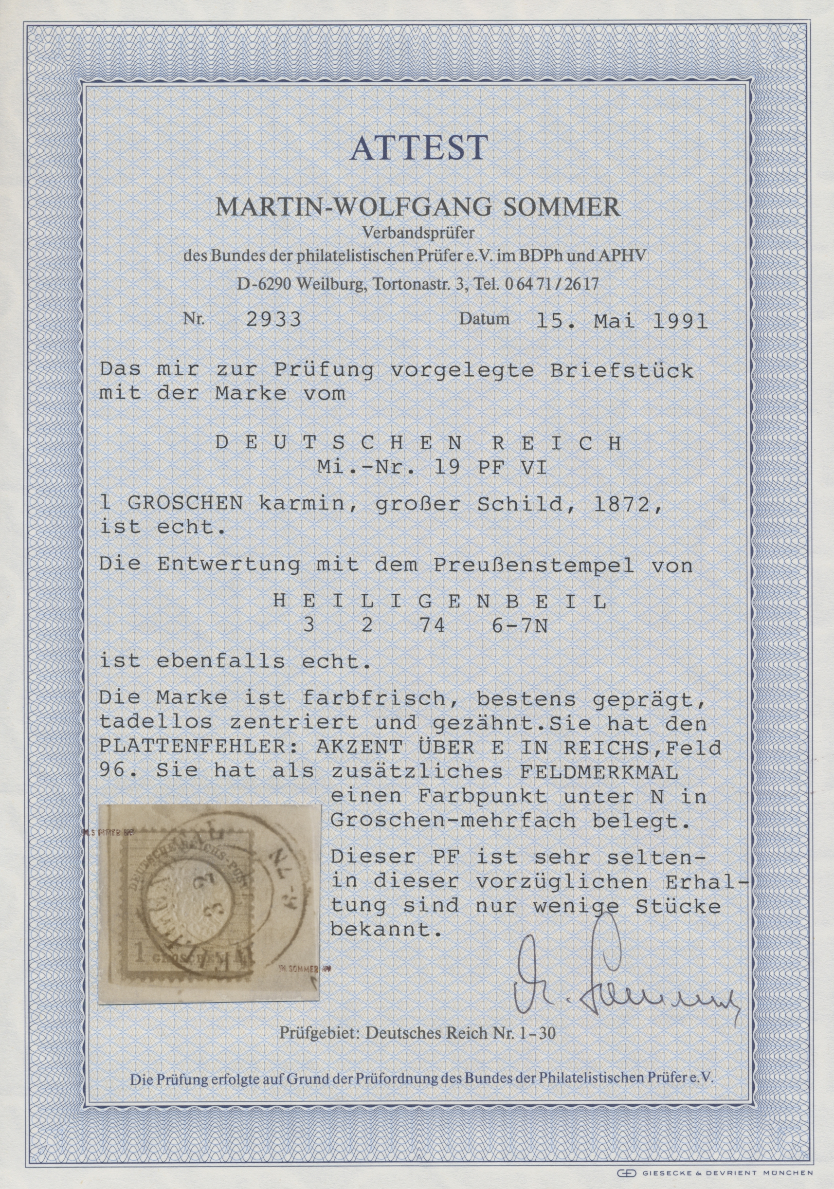 Lot 828 - Deutsches Reich - Brustschild  -   Auction #211