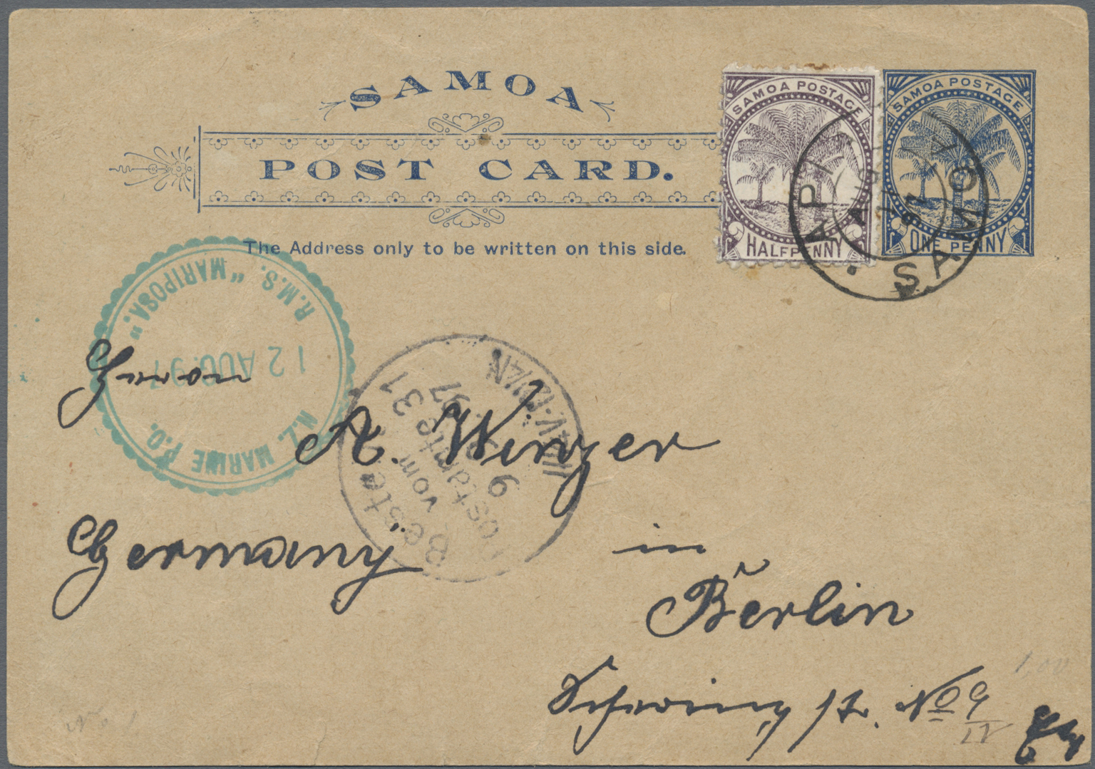 Lot 1353 - Deutsche Kolonien - Samoa - Ganzsachen - Auction #211 Lot 1353 - Deutsche Kolonien - Samoa - Ganzsachen - Auction #211