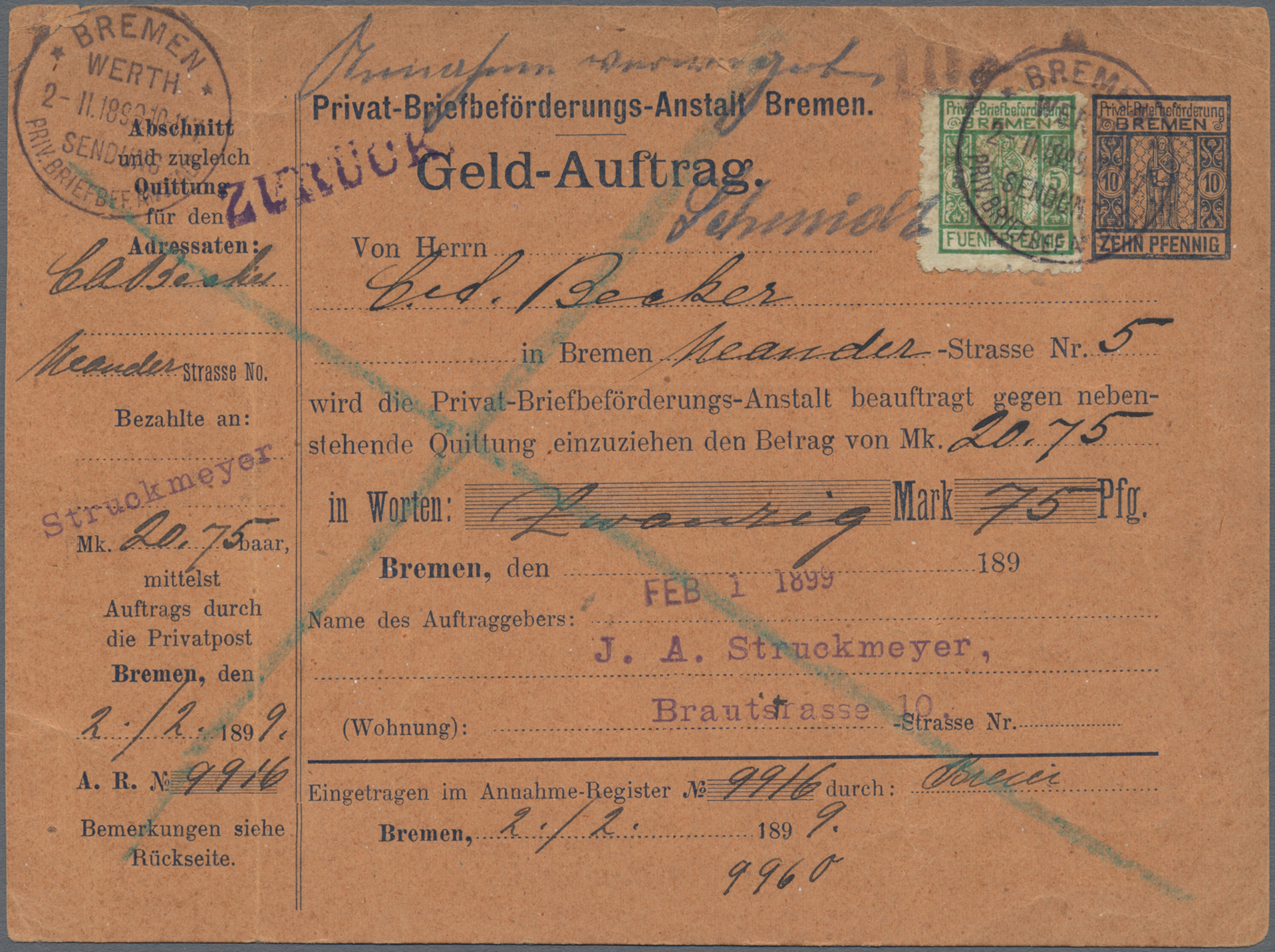 Lot 05343 - Deutsches Reich - Privatpost (Stadtpost) - Auktionshaus Christoph Gärtner GmbH & Co. KG 57th AUCTION - Day 3 Lot 05343 - Deutsches Reich - Privatpost (Stadtpost) - Auktionshaus Christoph Gärtner GmbH & Co. KG 57th AUCTION - Day 3