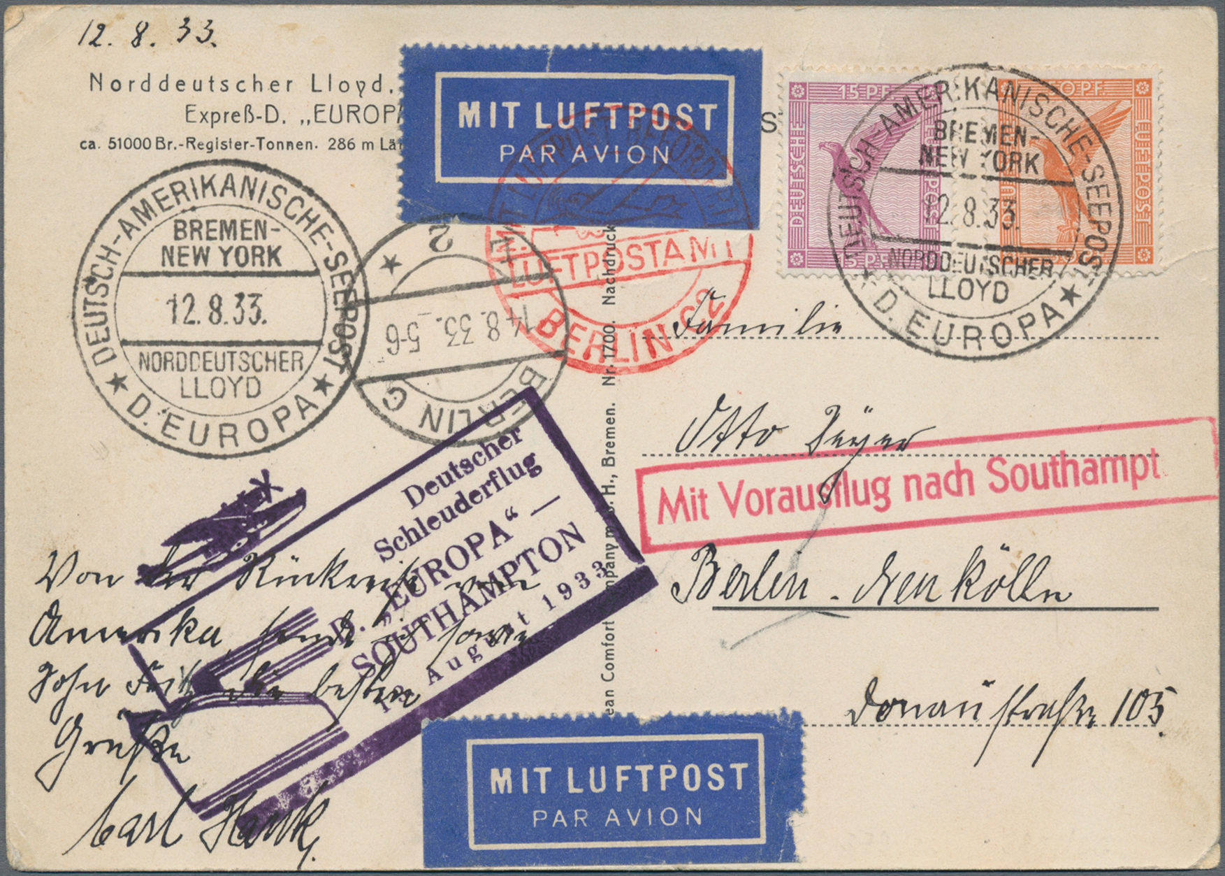 Lot 11545 - katapult- / schleuderflugpost - Auktionshaus Christoph Gärtner GmbH & Co. KG 58th AUCTION - Day 4 Lot 11545 - katapult- / schleuderflugpost - Auktionshaus Christoph Gärtner GmbH & Co. KG 58th AUCTION - Day 4