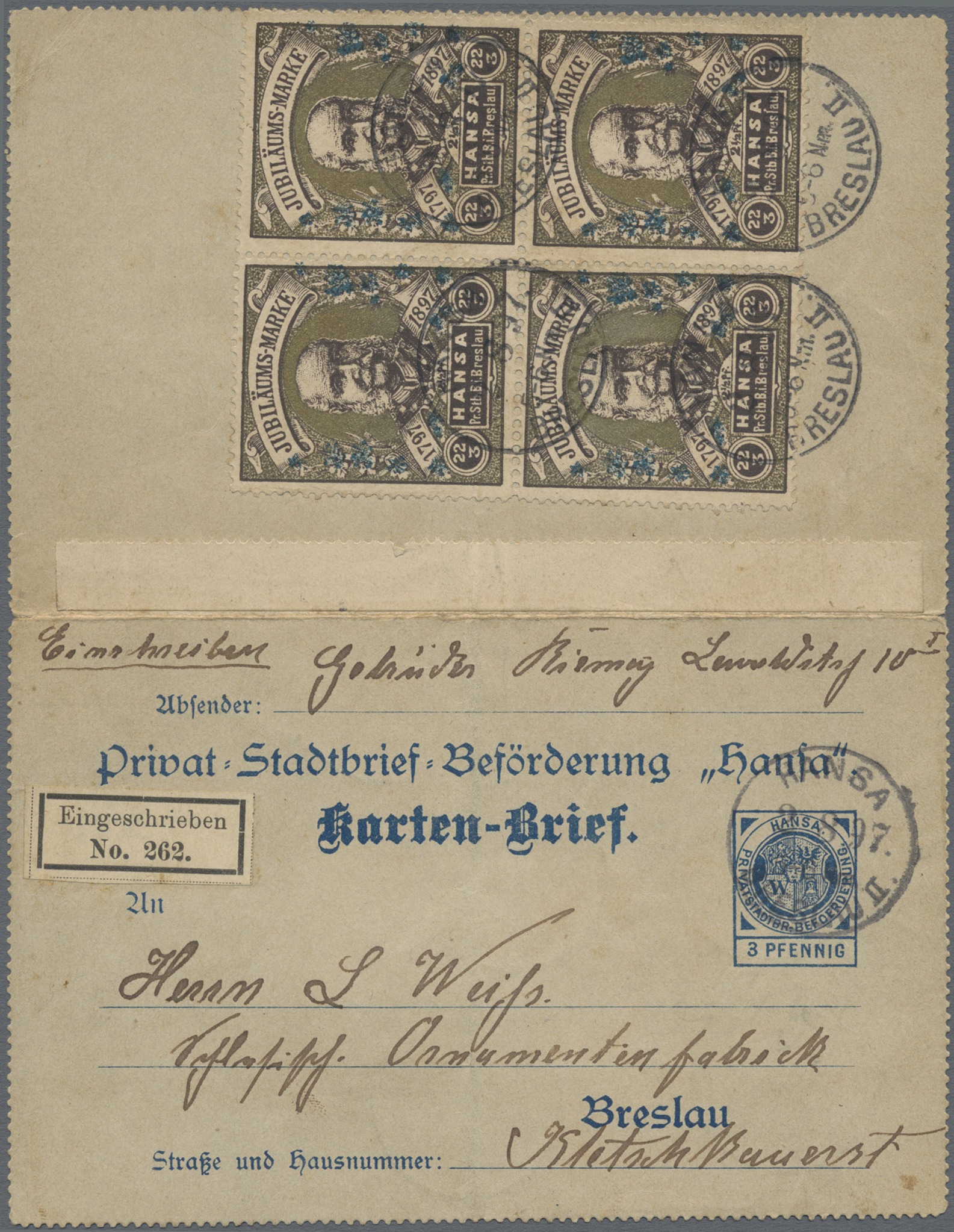 Lot 05345 - Deutsches Reich - Privatpost (Stadtpost) - Auktionshaus Christoph Gärtner GmbH & Co. KG 57th AUCTION - Day 3 Lot 05345 - Deutsches Reich - Privatpost (Stadtpost) - Auktionshaus Christoph Gärtner GmbH & Co. KG 57th AUCTION - Day 3