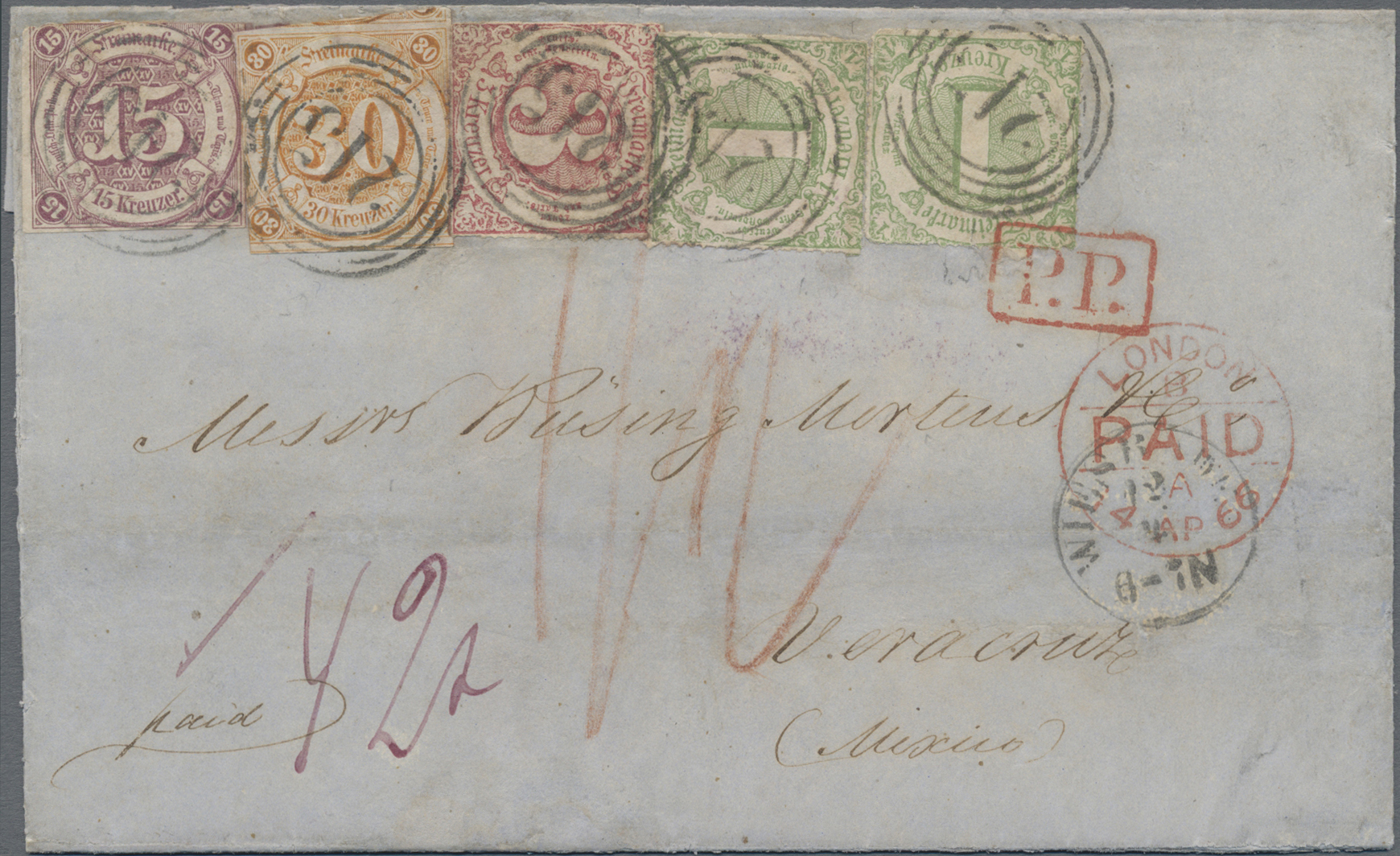 Lot 00525A - Thurn & Taxis - Marken und Briefe - Auction #211 Lot 00525A - Thurn & Taxis - Marken und Briefe - Auction #211