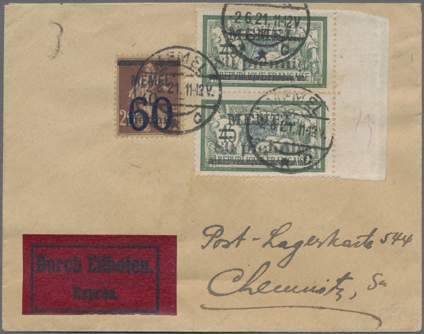 Stamp Auction - Memel - 52nd Auction - Germany & Colonies - Day 4, lot 9945