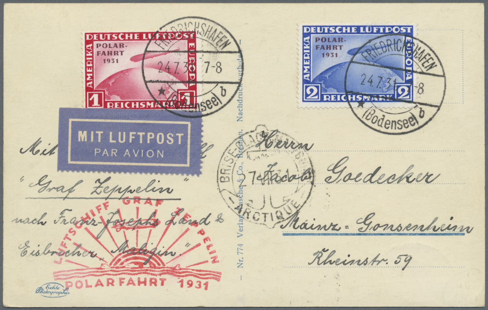 Zeppelin Mail Germany Auktionshaus Christoph Gärtner stamp